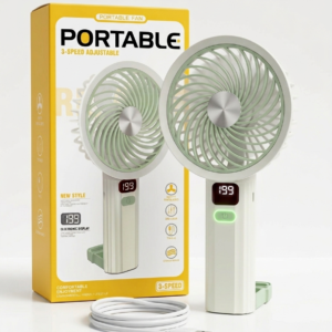 Portable Handheld Turbo Fan with LED Display – 3-Speed Rechargeable Cooling Fan for Home & Travel