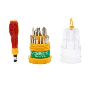 31-Piece Stainless Steel Screwdriver Set – Durable Silver Tool Kit (Made in China)