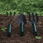 Premium 3-Piece Mini Garden Tool Set – Heavy-Duty Metal Hand Trowel, Cultivator Rake, and Ergonomic Garden Fork for Indoor and Outdoor Plant Care