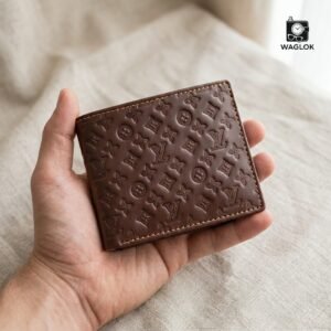 Men's Genuine Leather Bifold Wallet with Gift Box | Monogram Pattern RFID Card Holder Pocket Friendly Wallet