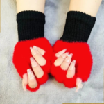 Winter Half Finger Pair Gloves For Women Plush Warm Fingerless Pair Gloves In Multicolor (Random Color)