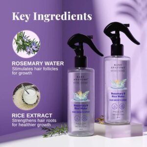 Bare Anatomy Rosemary & Rice Water Hair Growth Spray | Boosts Thickness | Controls Hair Fall | 200ml