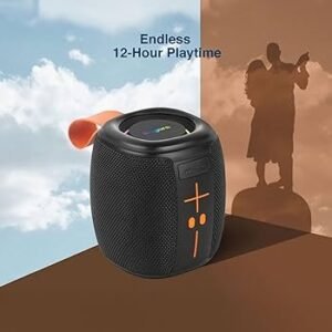KBroad Waterproof Portable Bluetooth Speaker with RGB LED Lights – IPX6 Bass Boost Speaker for Outdoor, Party & Beach Use